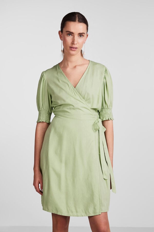 Pieces Vestido midi de manga curta. verde