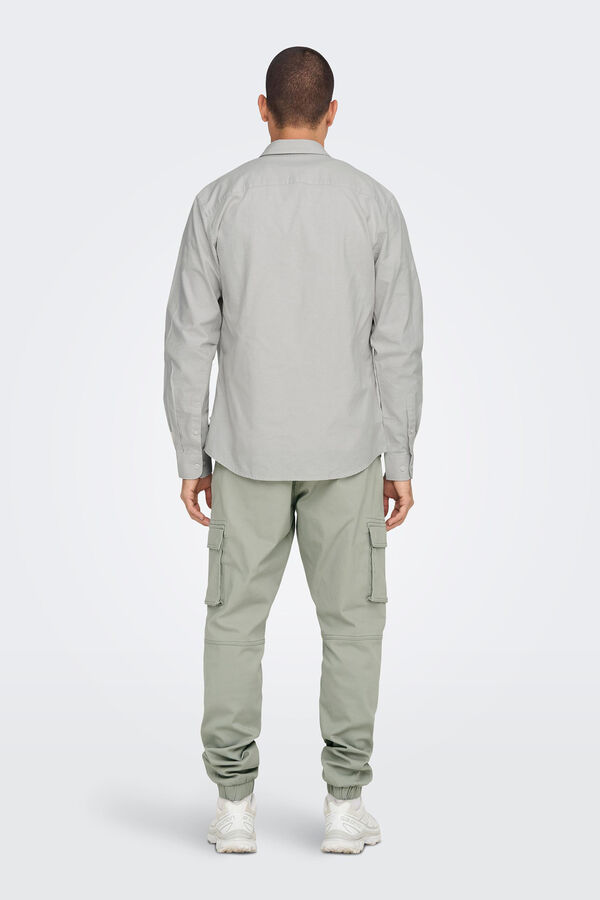 Only & Sons Camisa de manga comprida Oxford cinzento