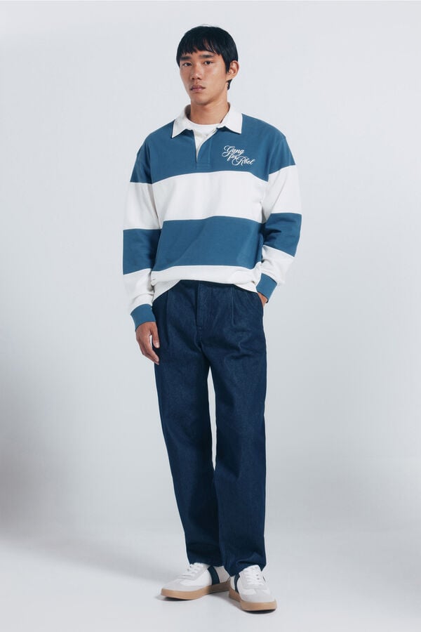 Springfield Polo rugby manga comprida azul
