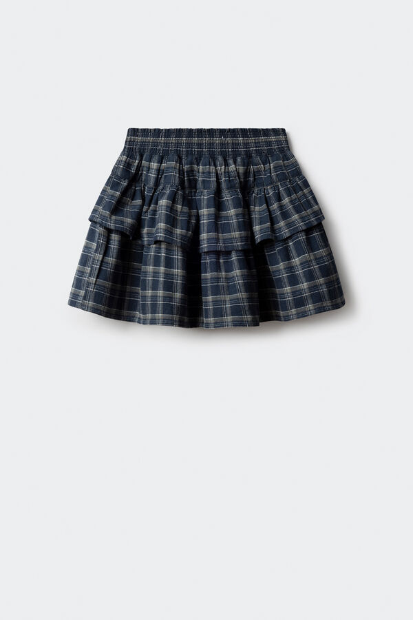 Springfield Kids Saia xadrez feminina com babados azul