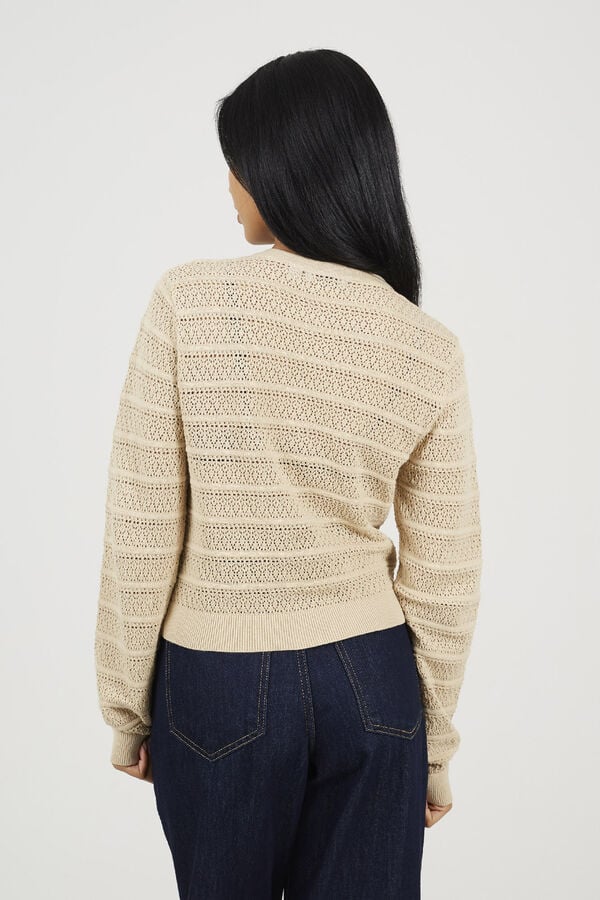 Brave Soul Chaqueta de punto troquelado beige