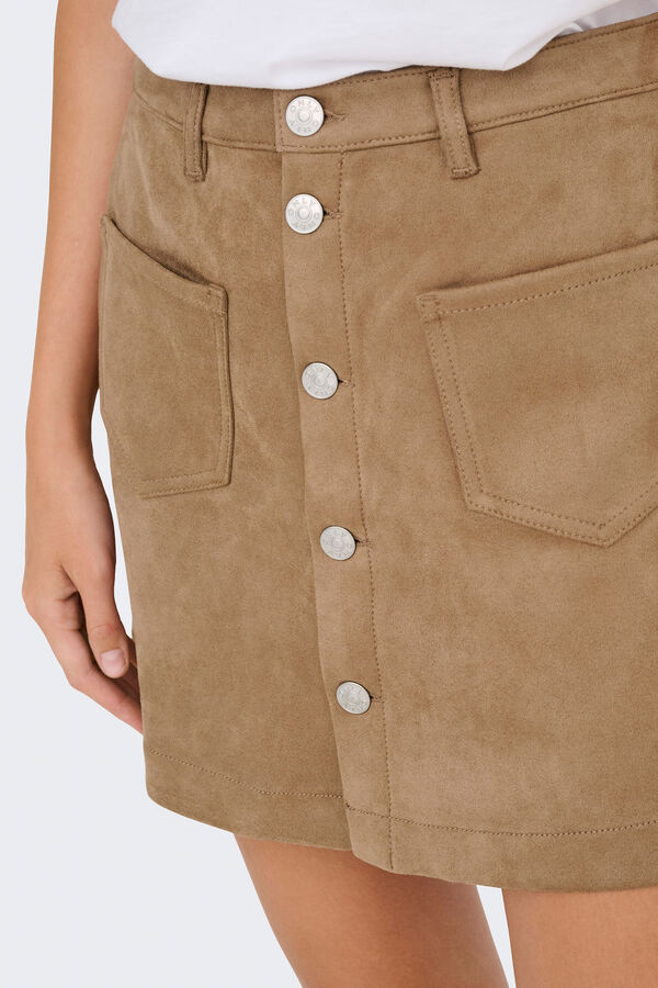 Only Saia curta de camur&ccedil;a cru