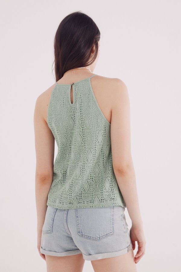 Springfield crochet de halter com decote verde