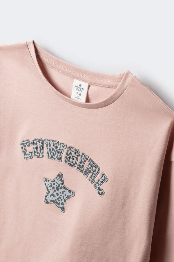 Springfield Kids Camiseta manga comprida estilo cowgirl rosa