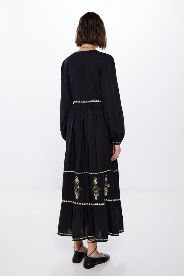 Springfield Vestido Midi Bordados negro