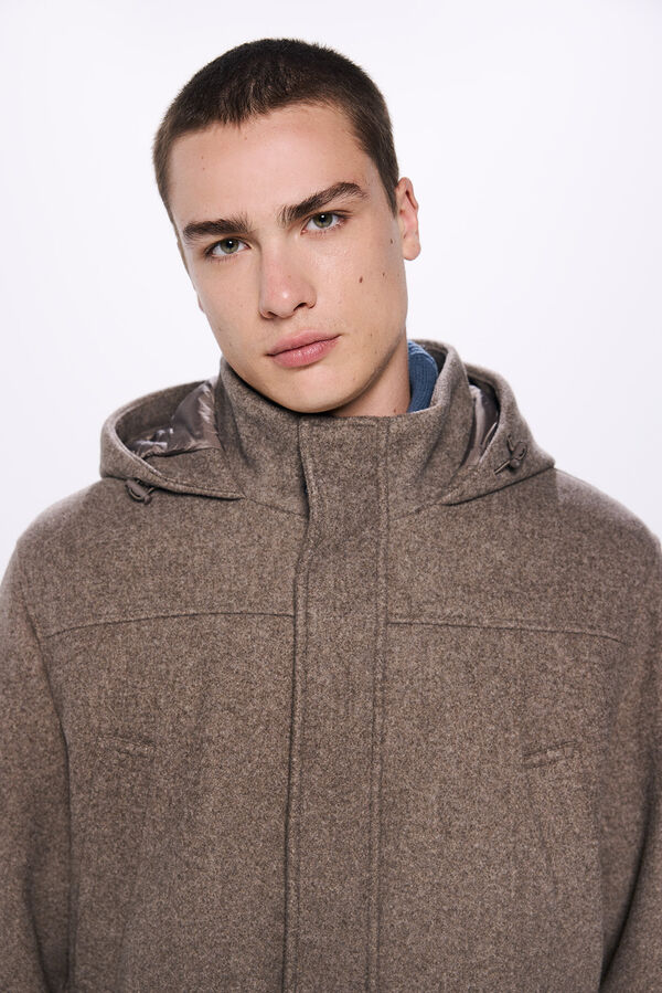 Springfield Parka de efeito l&atilde; capuz cru