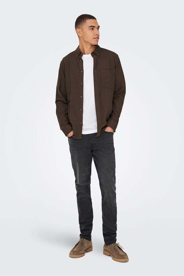 Only & Sons Camisa de manga comprida castanho