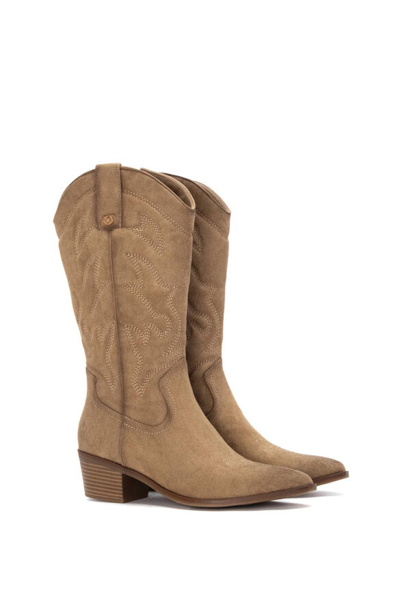 XTI Bota Cowboy Bordado beige
