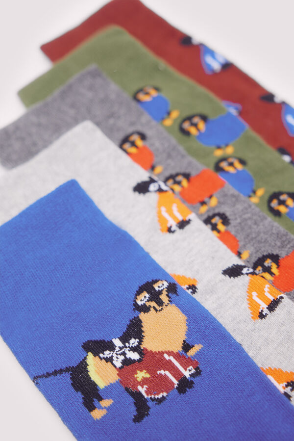 Brave Soul Pack 5 meias soquetes com cães estampado