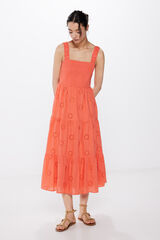 Springfield Vestido Midi Bordados Shiffly naranja