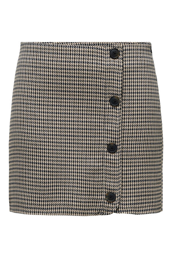 Only Saia curta com estampado pied-de-poule branco