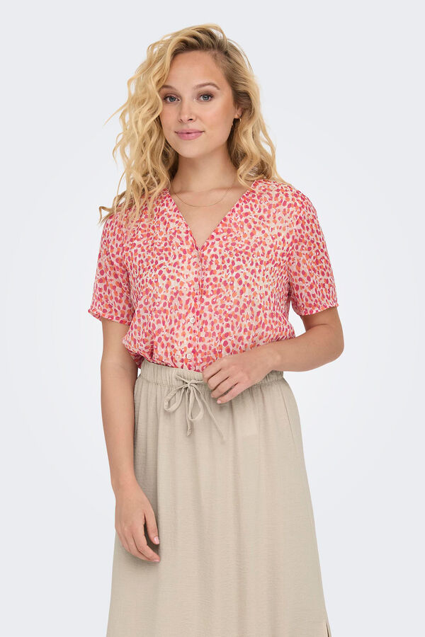 JDY Top escote pico gris