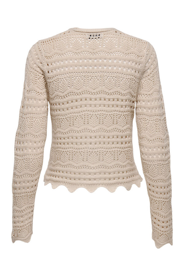 JDY Cardigan curto de crochet bege