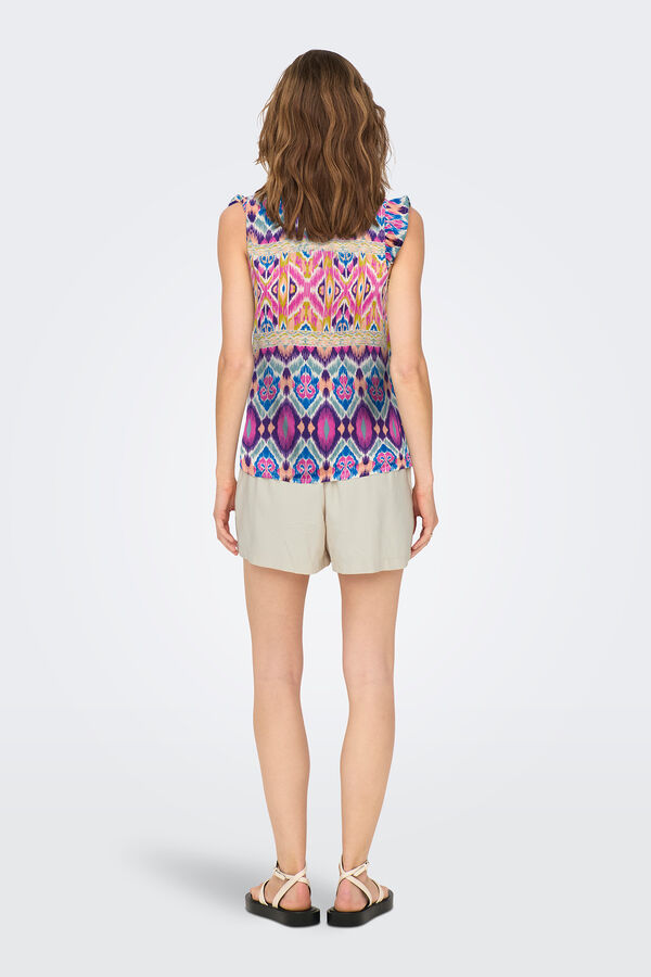 Only Blusa sin mangas volantes rosa