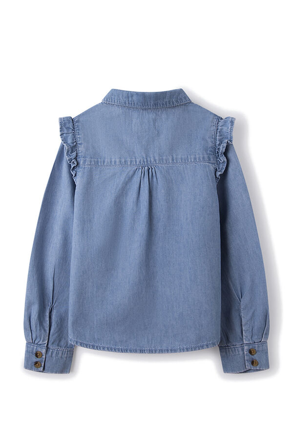 Springfield Blusa denim niña azul medio