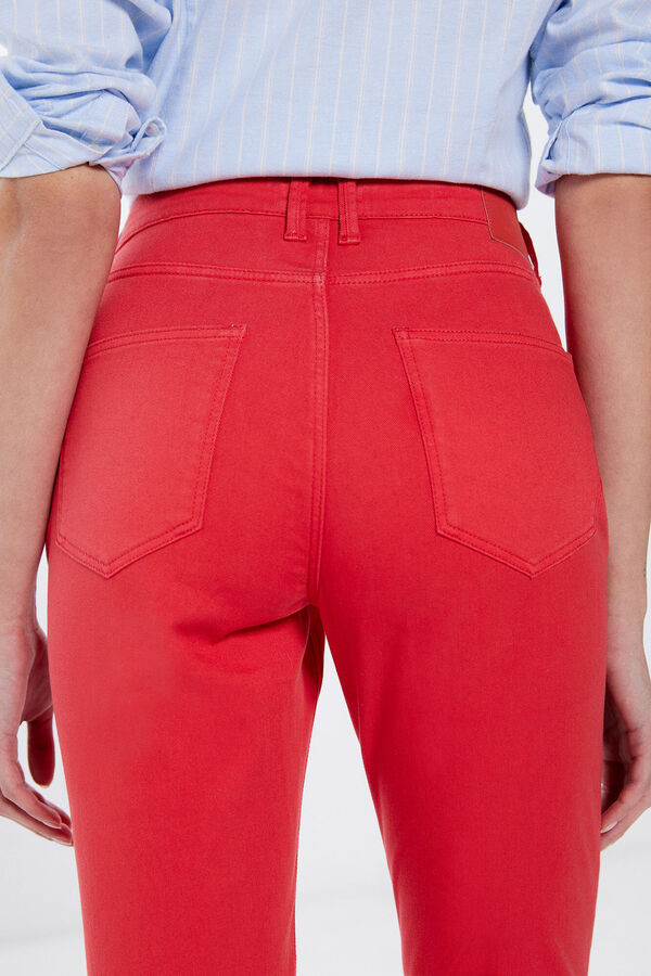 Springfield Jeans Slim Cropped Color rojo