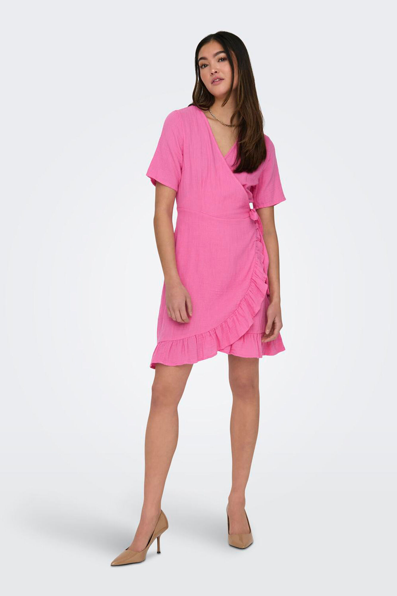 Only Vestido curto cruzado