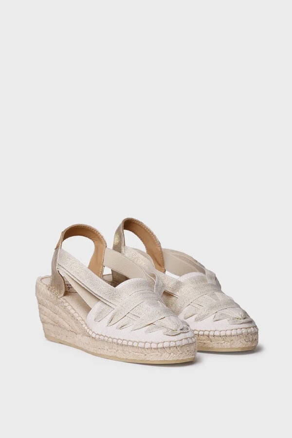 Toni Pons Espadrille cunha meia com fitas bege