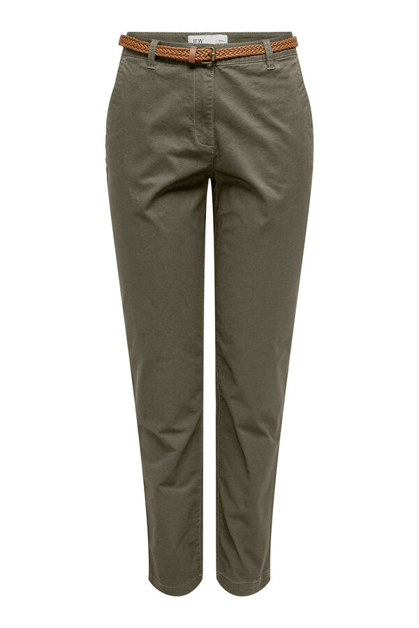 JDY Calças chino Caqui escuro