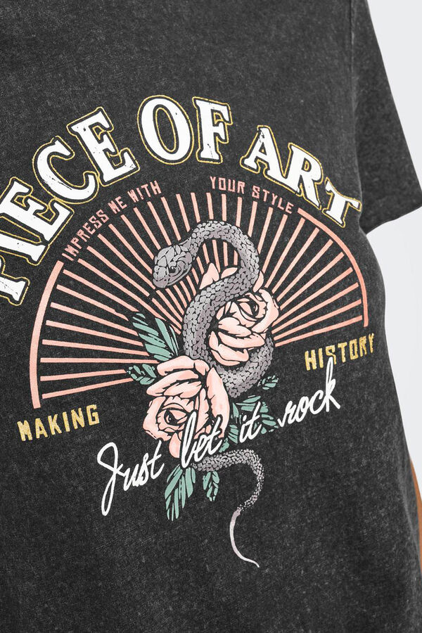 Only Camiseta com letras cinzento