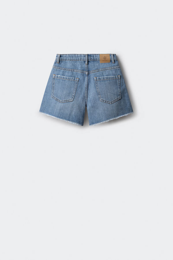 Springfield Kids Short denim bordado etnico niña azul