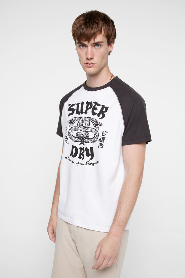 Superdry Camiseta gráfica Retro Rock con manga raglán blanco