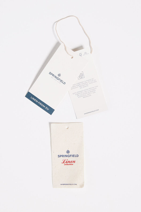 Springfield Camisa lino rayas nude