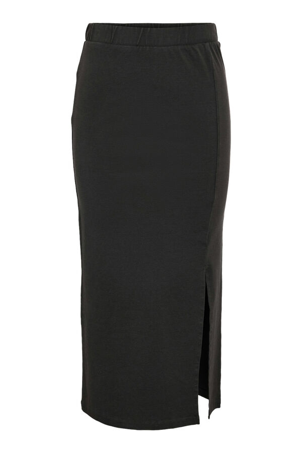 Noisy May Saia midi básica de algodão com abertura lateral. cinzento