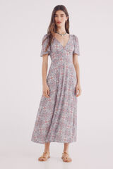 Springfield Vestido midi estampado geom&eacute;trico cru