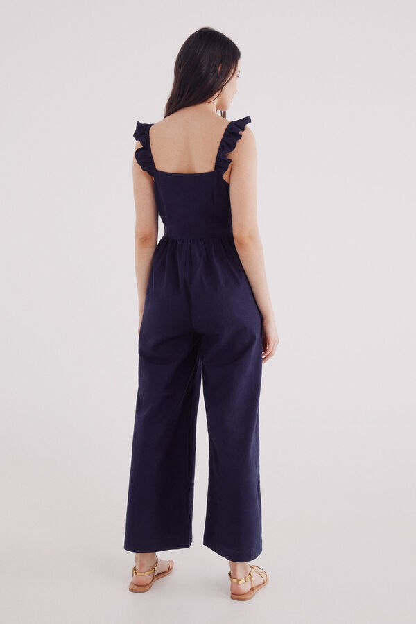 Springfield alças longo de algodão com alças e babados azul