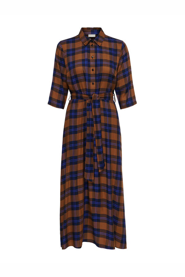 JDY Vestido midi camisero marr&oacute;n