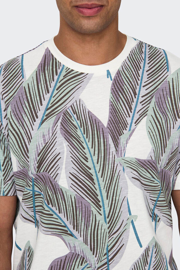 Only & Sons Camisola com estampado de folhas branco