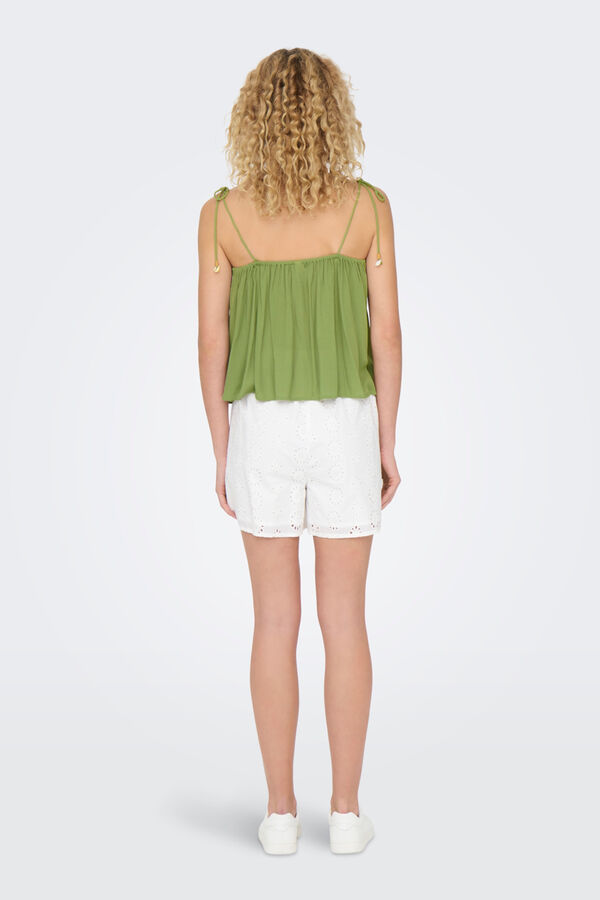 Only Top alças bordado verde