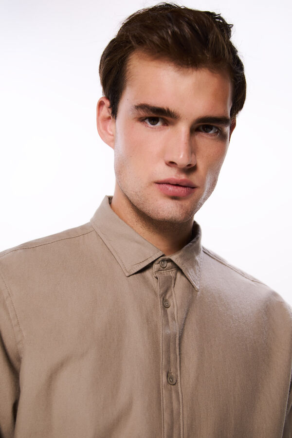 Springfield Camisa algod&oacute;n cepillado nude