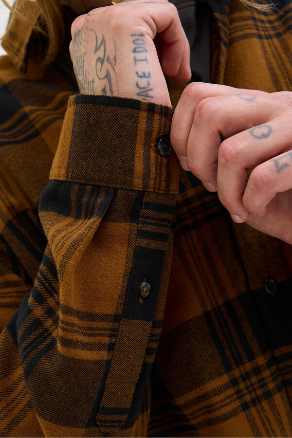 Jack & Jones Camisa regular fit cuadros marr&oacute;n