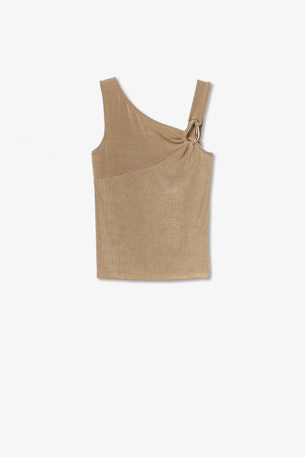 Tiffosi Camiseta de tirantes asim&eacute;trica con apliques tostado