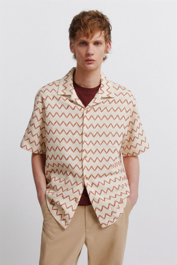 Springfield Camisa bowling punto estampado blanco