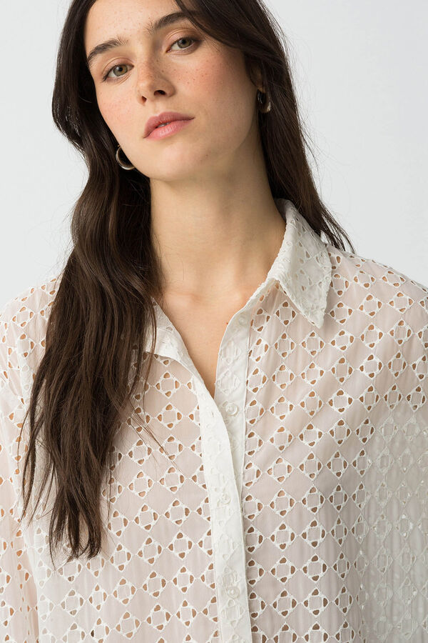 Tiffosi Camisa curta bordada em ingl&ecirc;s branco