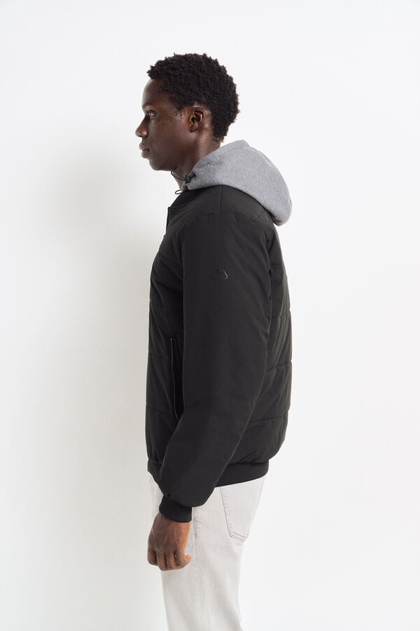 Springfield Jaqueta bomber acolchoada com capuz remov&iacute;vel preto