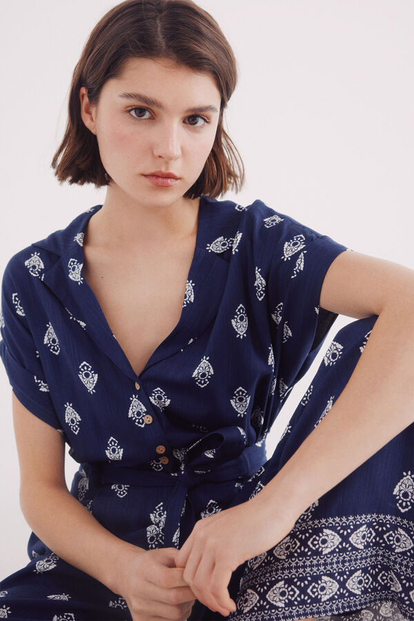 Springfield Macac&atilde;o longo estampado azul