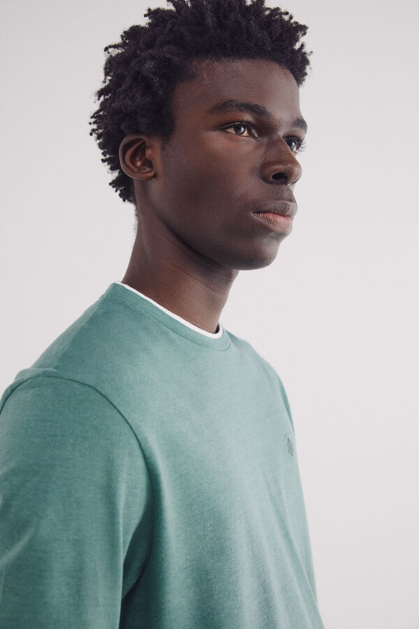 Springfield Camiseta manga comprida com microriscas duplas verde