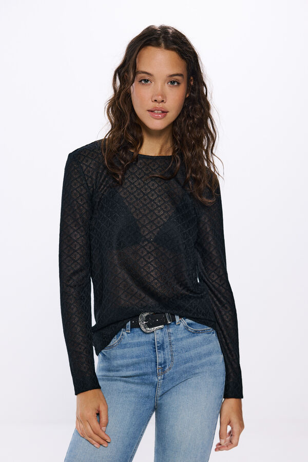 Springfield Camiseta com estrutura geom&eacute;trica preto