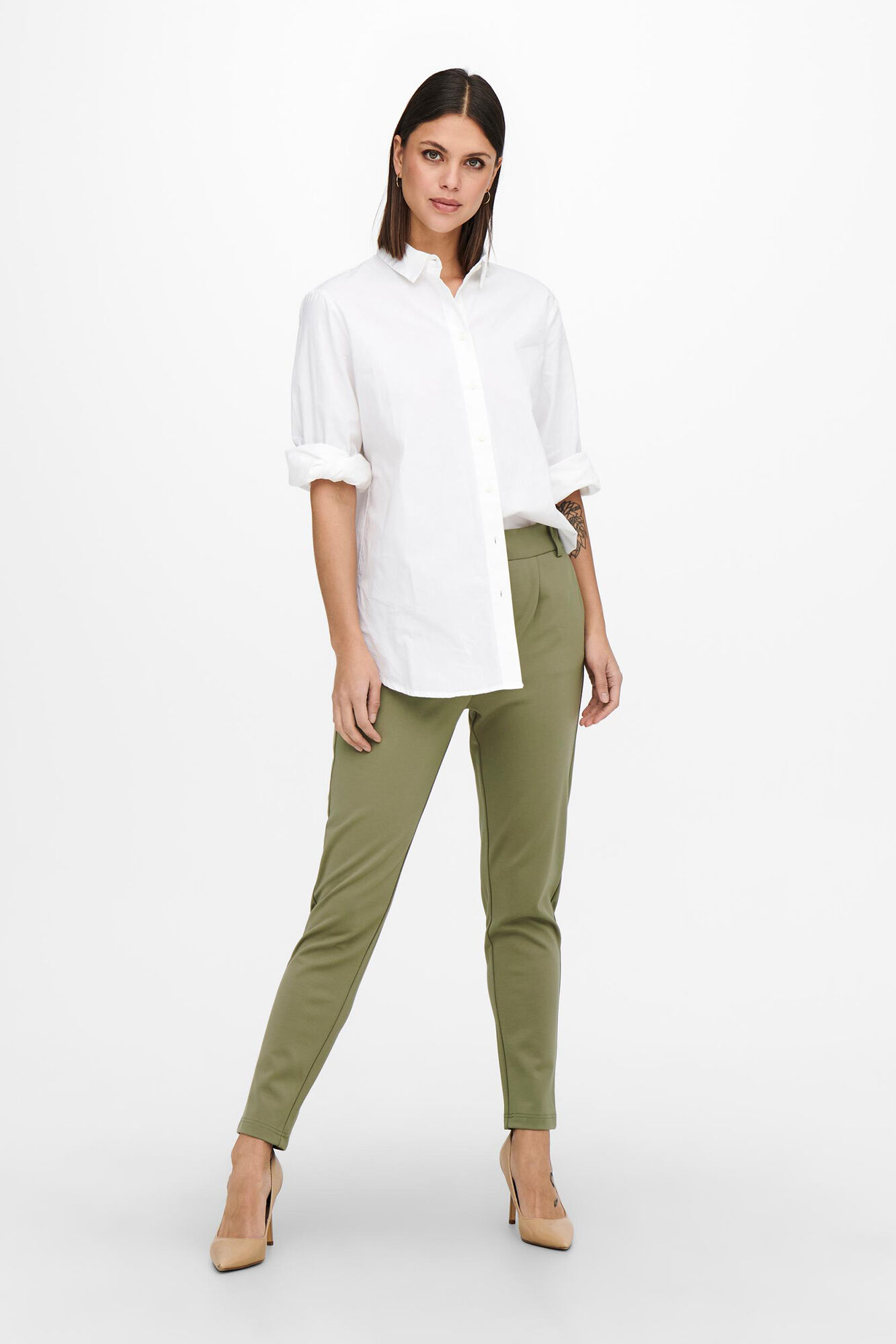 Only Cal&ccedil;a comprida reta el&aacute;stica de cintura alta