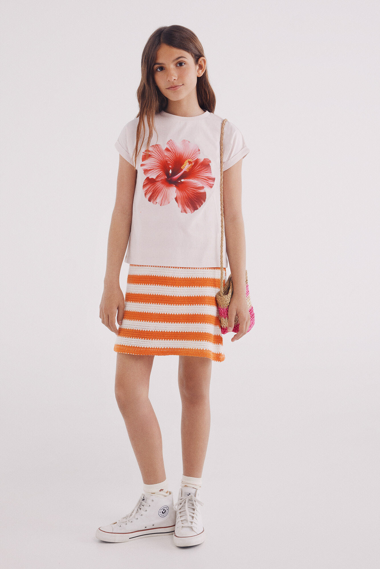 Springfield Kids Vestido riscas de crochet para meninas