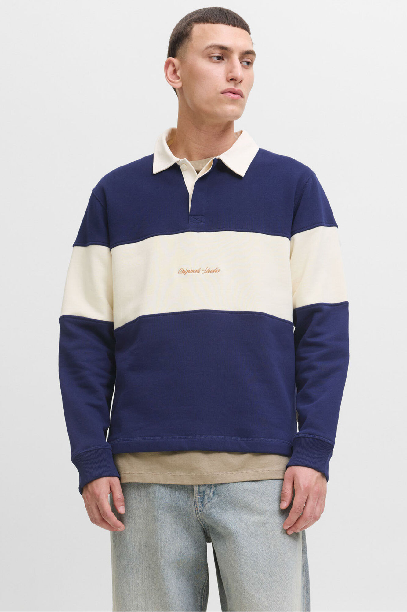 Jack & Jones Sudadera tipo polo franja