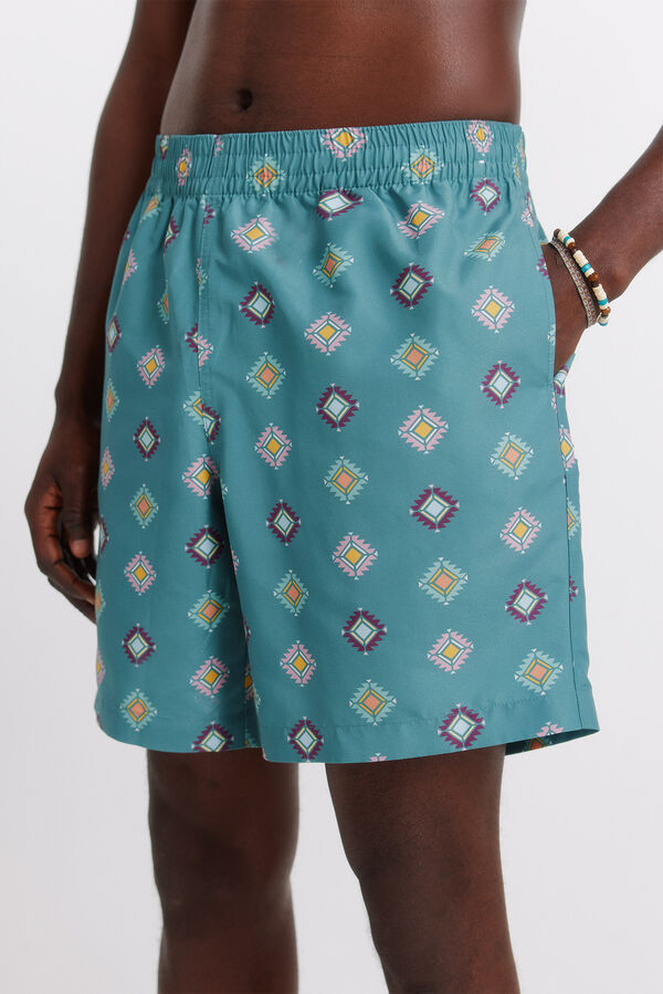 Springfield Ba&ntilde;ador estampado &eacute;tnico azul