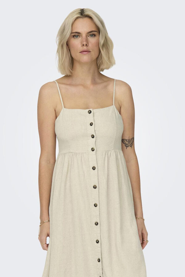 JDY Vestido de lino midi verde