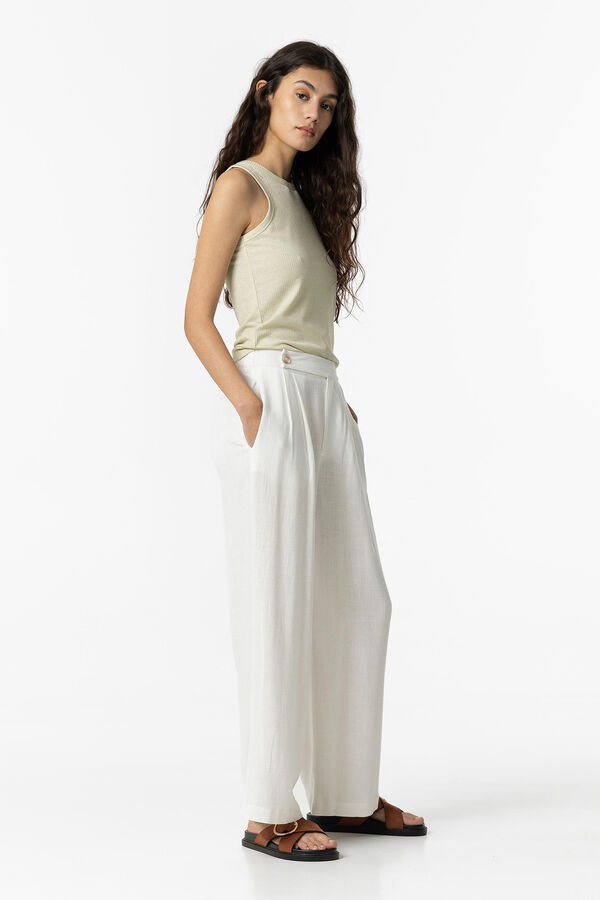 Tiffosi Cal&ccedil;as linho cropped branco