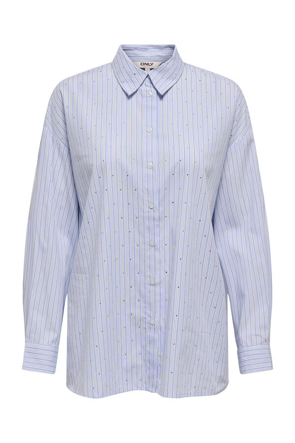 Only Camisa de rayas con strass blanco