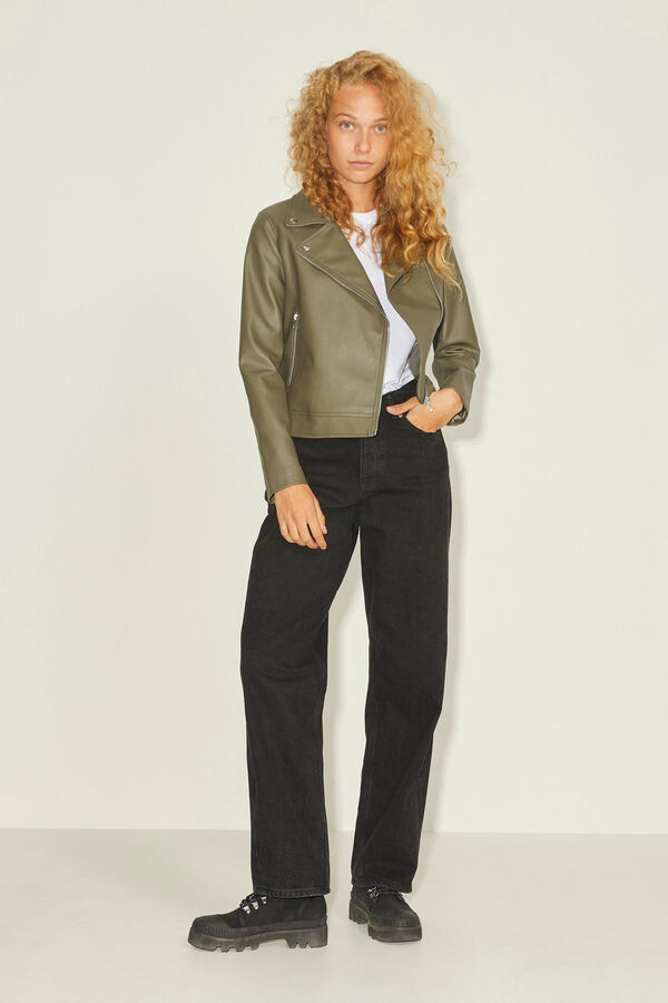 Jack & Jones Casaco estilo biker de efeito pele verde